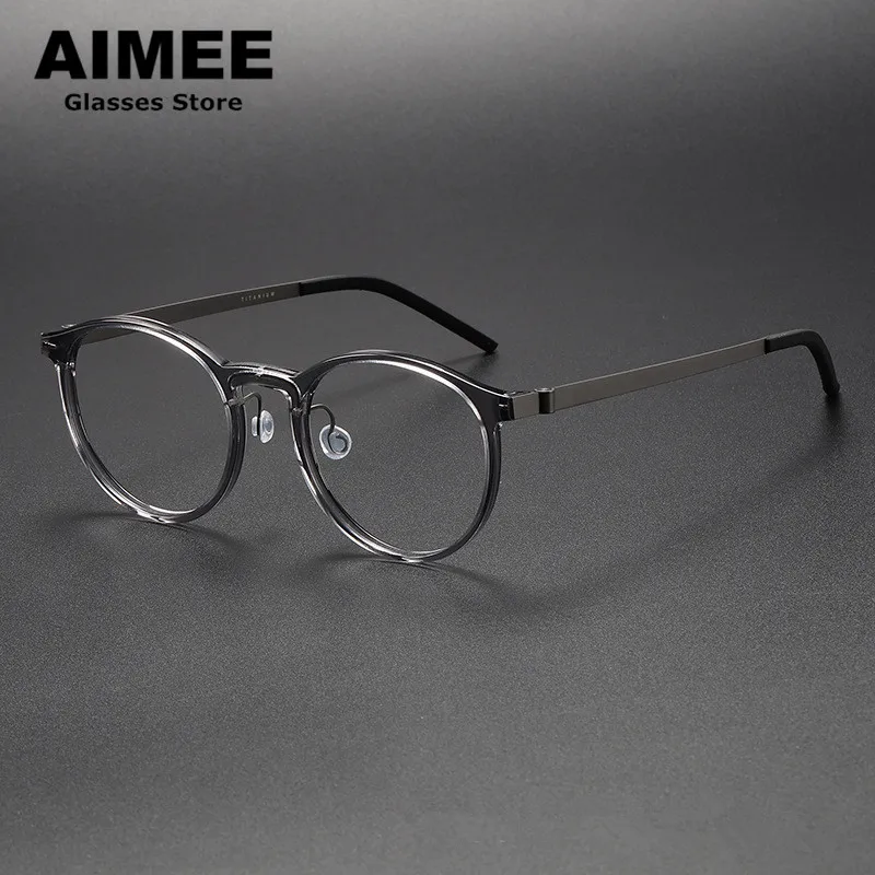 الدنمارك العلامة التجارية الرجعية الجولة التيتانيوم خلات النظارات الإطار للرجال والنساء ، خفيفة وصفة النظارات ، نظارات الضوء الأزرق البصرية #5