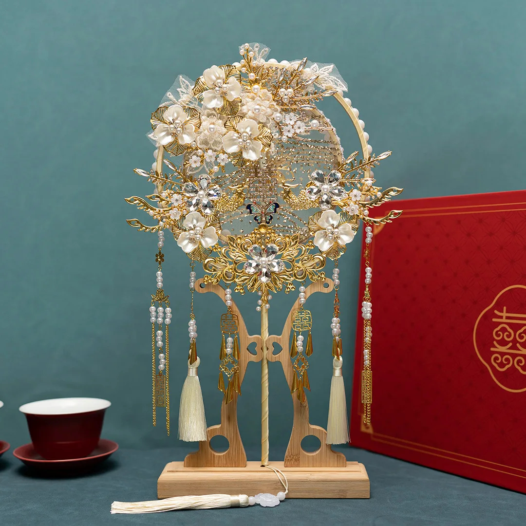 Chinese Style Decorative Fan for Bride Group Fan Gift for Best Friend Wedding and Material Package for Finished Fan Chinese Fan