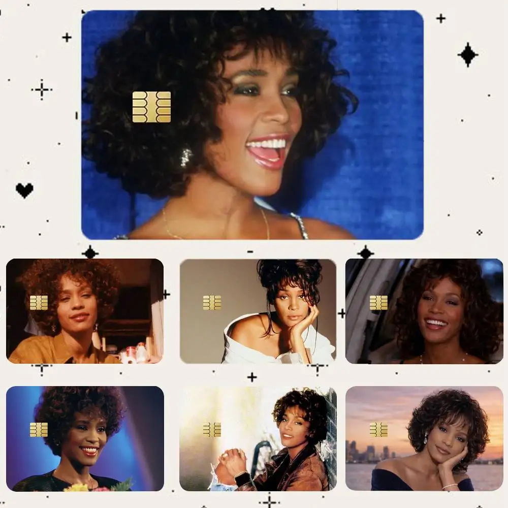 

W-Whitney Houston HD Waterproof Card Skins Protective Stickers for Credit Bank Game Cards