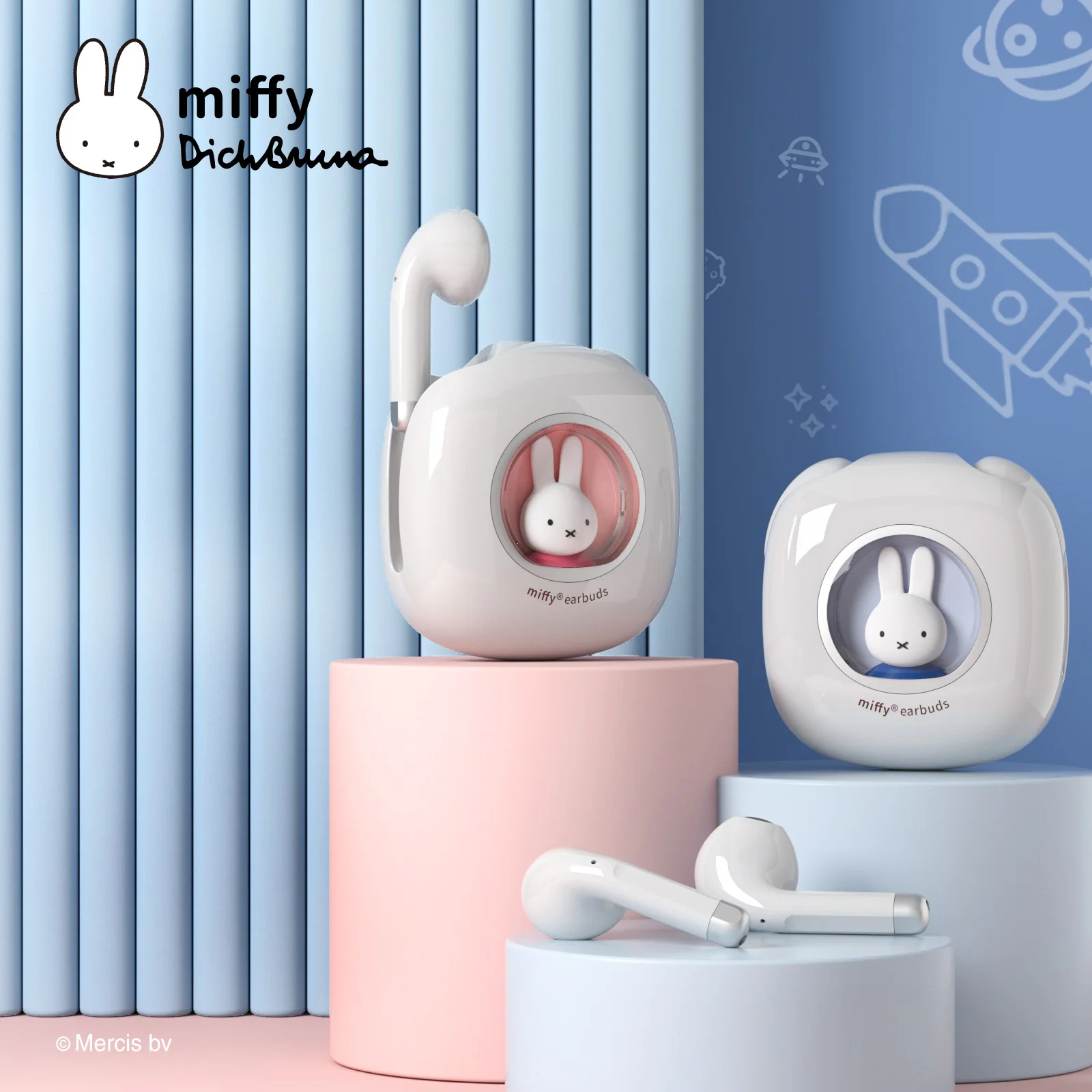 Miffy Bluetooth Wireless EarBuds Headset TWS Bluetooth 5.3 Touch Control Long Standby Earbud HiFi Stereo Headphones With Light