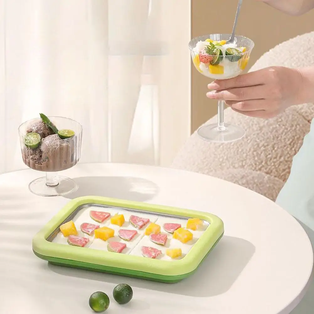 Household Rolled Ice Cream Maker Stainless Steel Stir Fried Ice Tray Small Child's Homemade Yogurt Pudding Ice Stir Fry Machine view 6