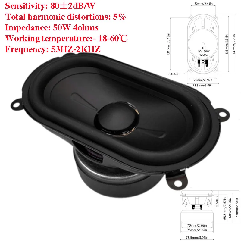 Alta sensibilidade 3x6 polegadas oval run track alto-falante