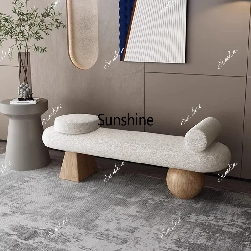 YLiving Room Porch Household Fitting Rest Bench Nordic Solid Wood Shoe Stool Creative Wool Sofa Doorway Senior Sense Cloakroom