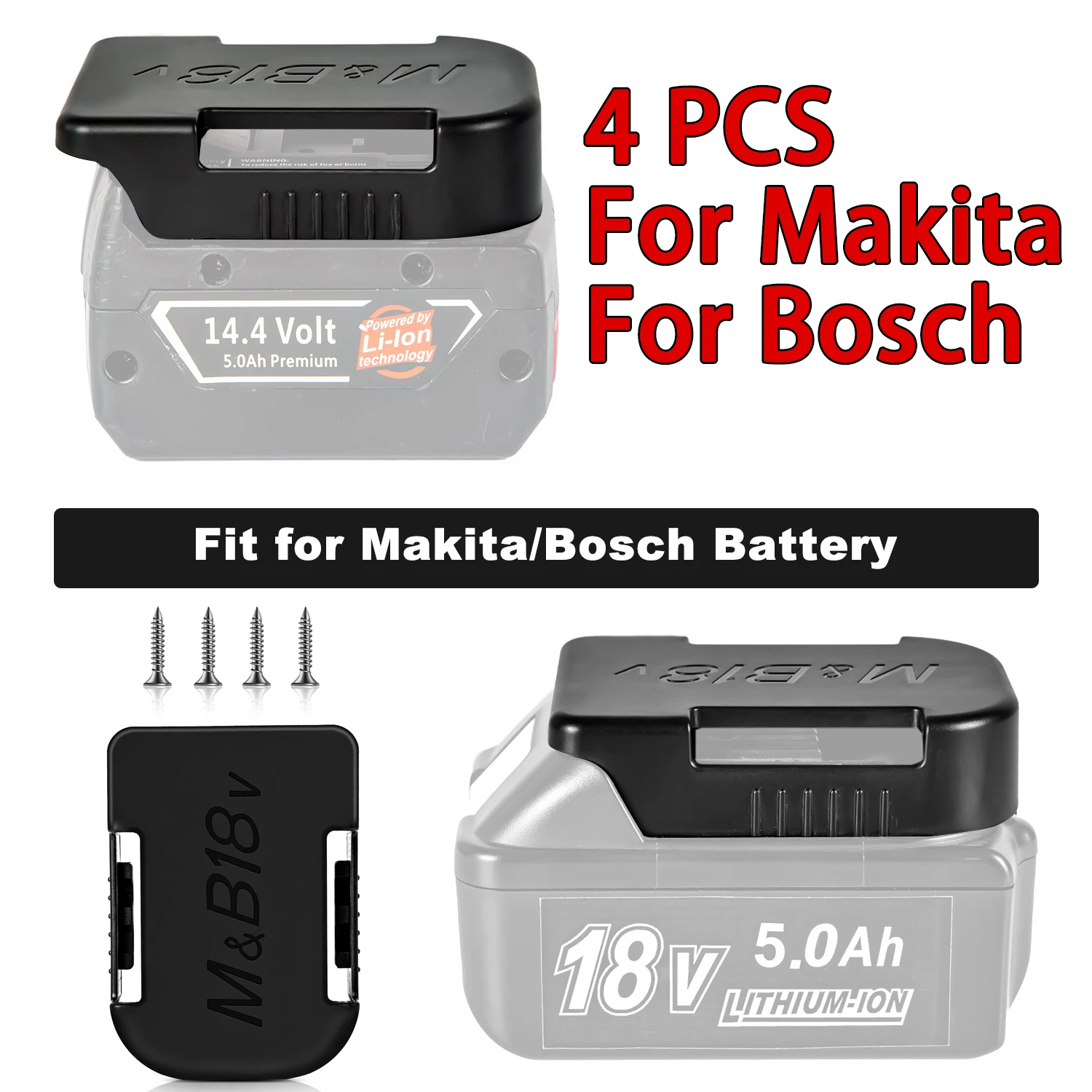 4 шт., подставка для хранения аккумуляторов Makita/Bosch 18 в