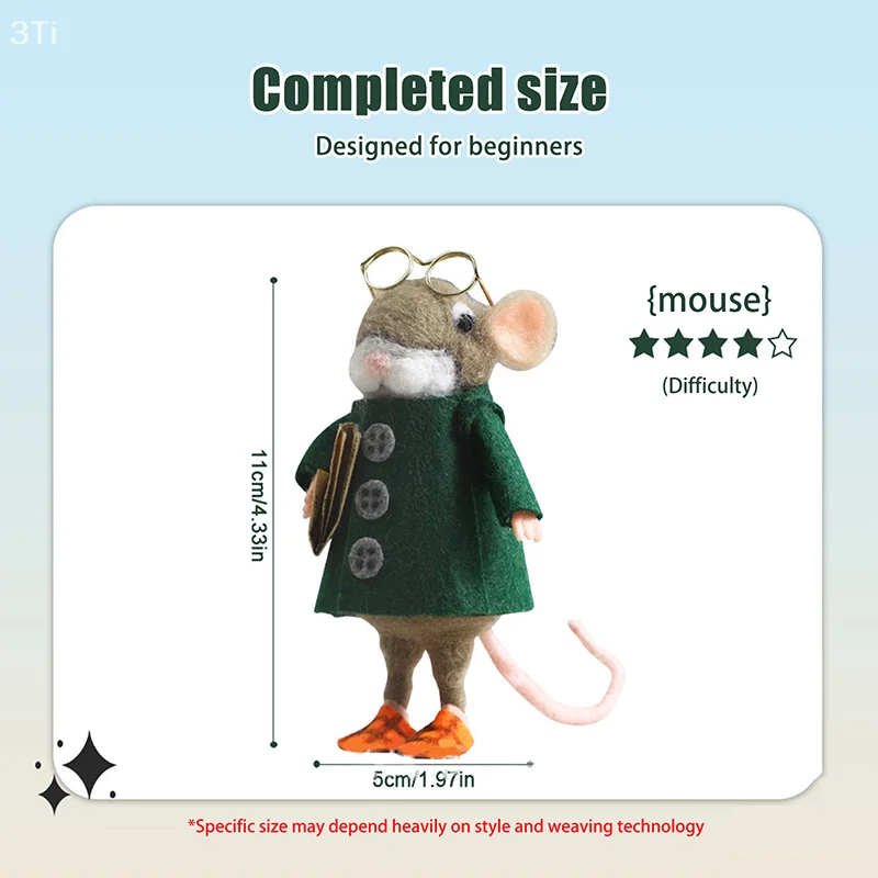 1 Set Animals Adult Felt Animal Sets Needle Felted Mice Kits With Supplies And Instructions Needle Felting Kit For Christmas