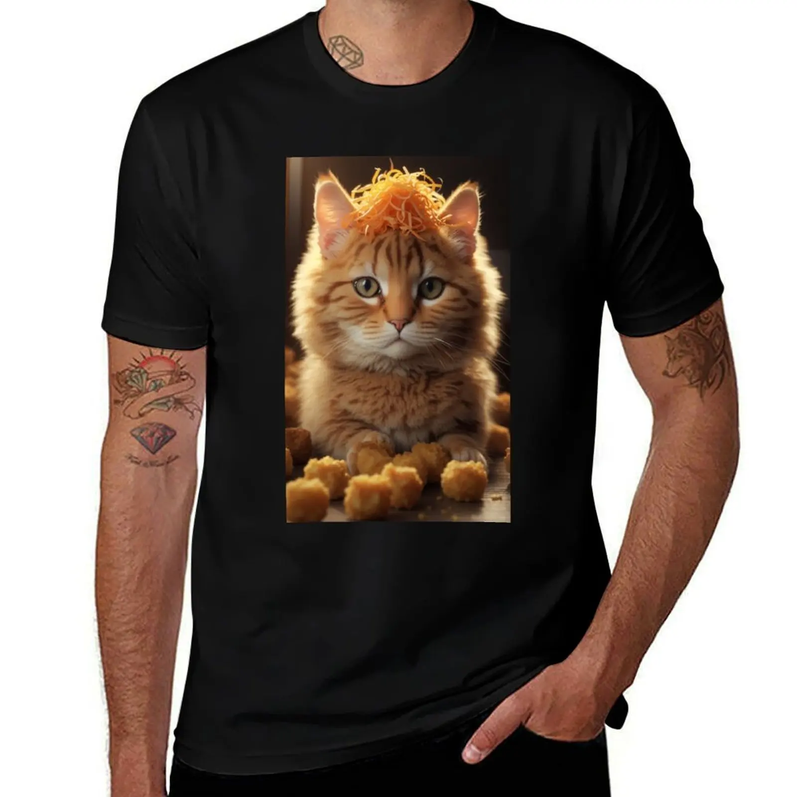 Tater Tot Cat T-Shirt All Match Basic Short Sleeve Top T-Shirt