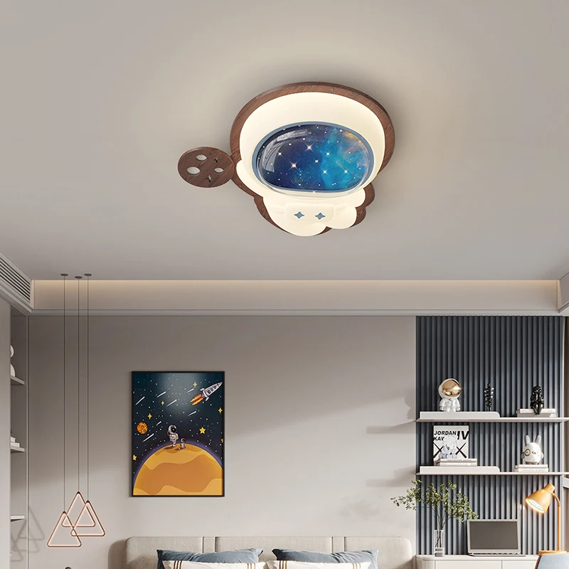 Applique Murale Créative Astronome LED pour Chambre d'Enfant, Bureau, Salon, Décor Chaud de Dessin Animé, Luminaire en Bois pour Chambre de Bébé