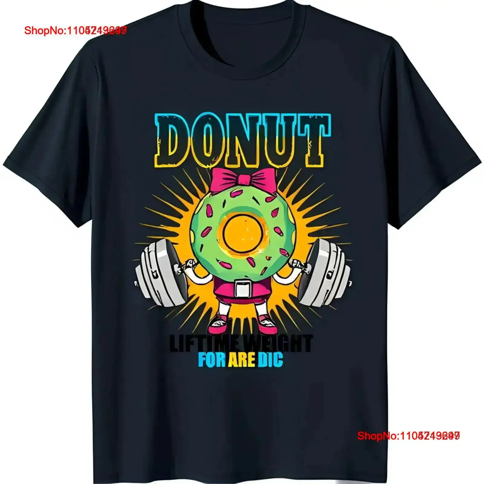 Funny Black T Shirt with Donut Lifting Weights for Fitness Lovers vintage Washed streetwear Comfortable Slightly Casual