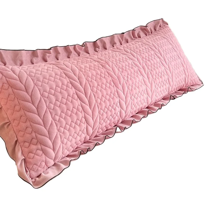 Class A milk fleece solid color padded lace pillowcase couple double extended pillowcase
