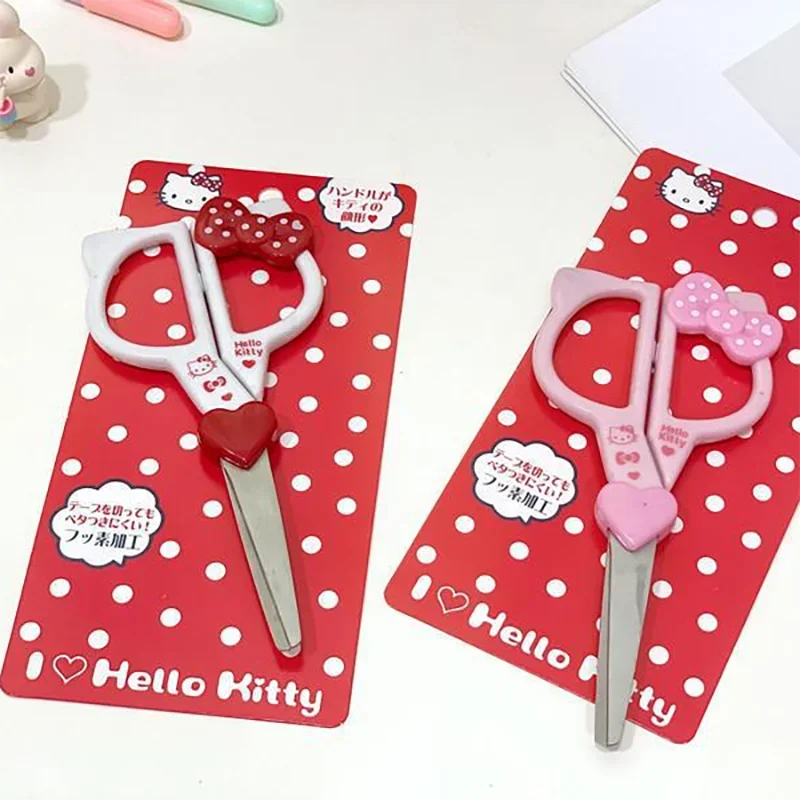 Sanrio Hello Kitty Scissors Stainless Hand Made Scissors Paper Cutter Girl Heart Delicate Cartoon Stationery School Supplies