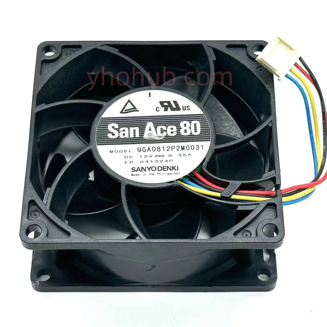 SANYO Denki 9GA0812P2M0031 DC 12V 0.35A 80x80x32mm 4-Wire Server Cooling Fan