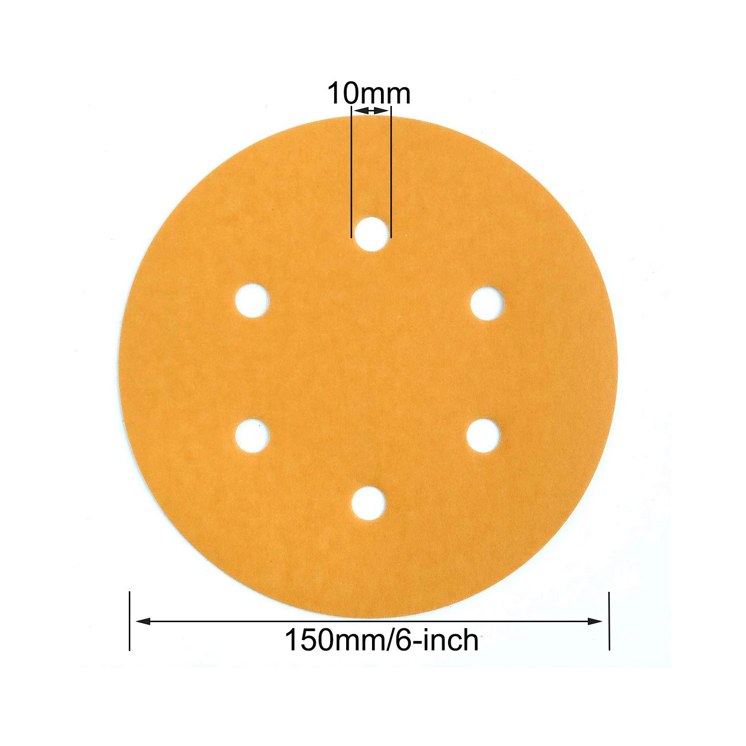 6 Inch Gold Sandpaper Discs 6 Hole Dust Free Anti Backing Hook & Loop Abrasive Sanding Discs for DA Random Orbital Sander