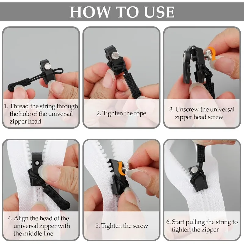 1/100pcs Universal Zipper Repair Kit Detachable Zipper Head Replacement Zipper Slider Pull for Jacket Bags Coat Free Sewing