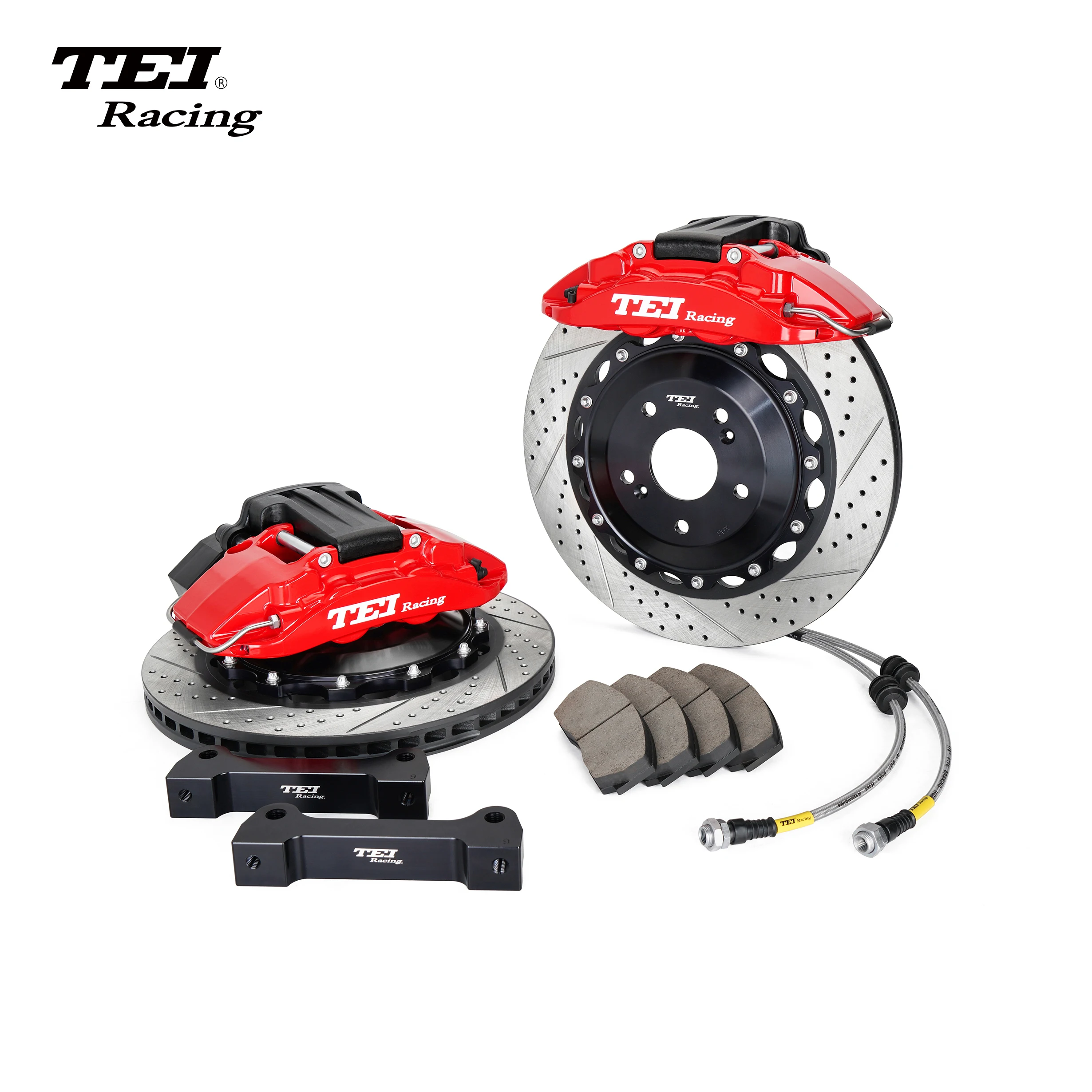 

TEIRACING REAR BRAKE KIT P4-EXPLORE 4 PISTON Forged Split Caliper with 330/345/355/380 mm rotor to Keep car EPB function