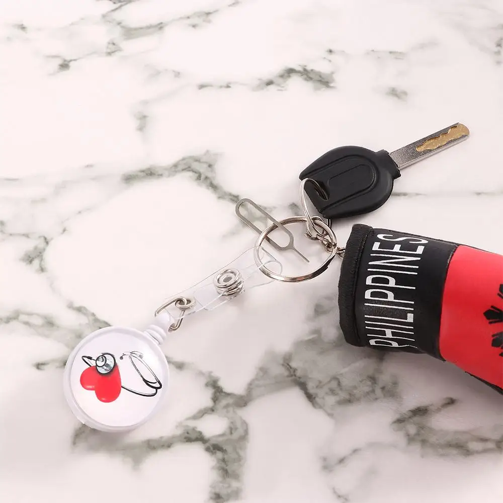 Cute Retractable High Quality Creative ID Card Badge Holder Badge Reel Clip for Nurse Doctor Student Anti-Lost Clip