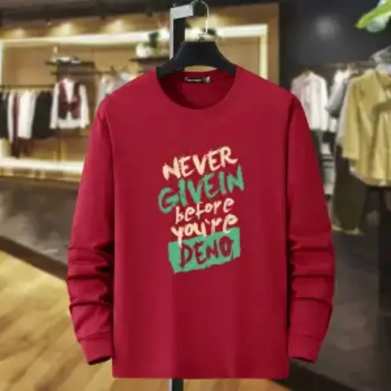 

Fashionable Round Neck Long-sleeved T-shirt for Men 2025 Loose Bottoming Autumn Clothes Autumn Thin Style Trendy Inner Pullover