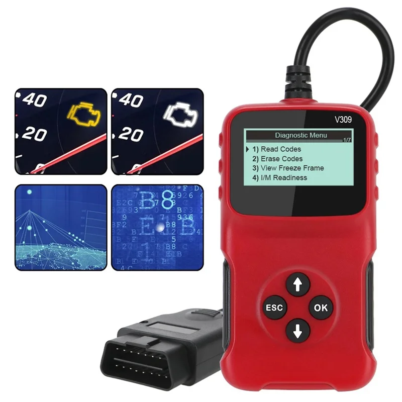 【Must-Haves】OBD2 OBDII V309 Scanner Automotive Wipe/Reset Trouble Code Reader Diagnostic Tool Works On Most 1996 And Newer Vehic