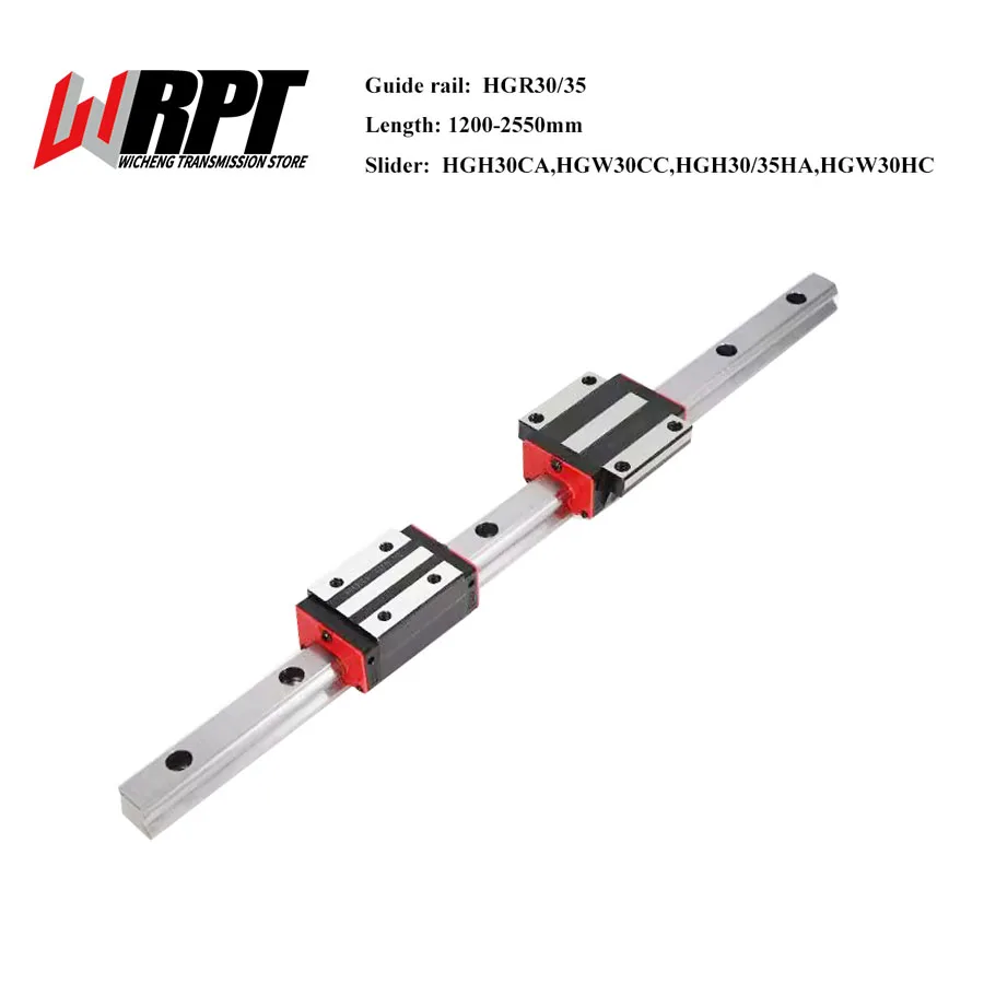 1PC HGR30 HGR35 Linear Guide 1200-2500mm+2PCS HGH30CA HGW30CC HGH30/35HA HGW30HC Slider Carriages For CNC Transmission Parts