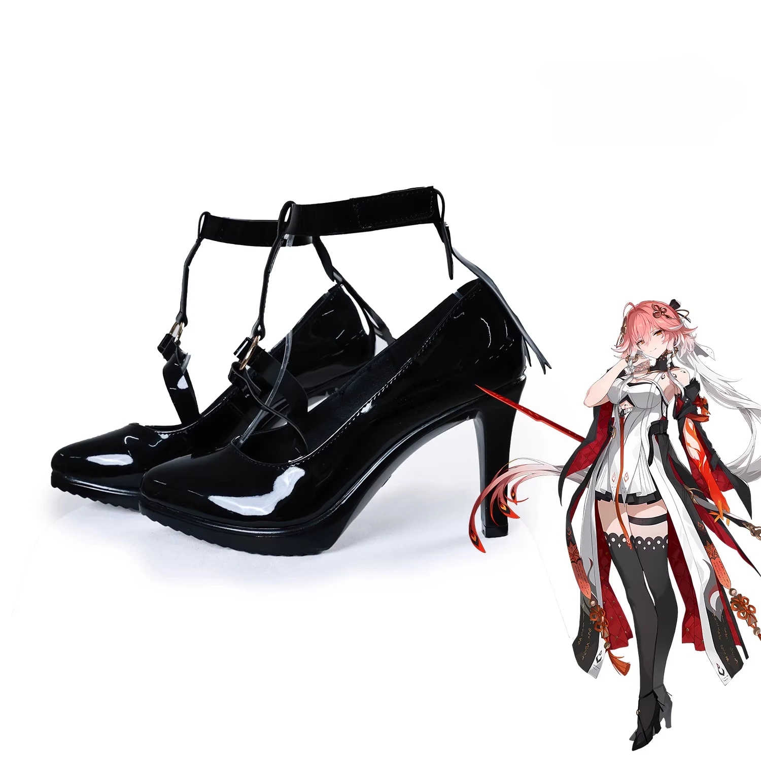 Gioco Wuthering Waves Changli Scarpe Cosplay Scarpe da donna in pelle con tacco alto Costumi di Halloween Accessori Puntelli