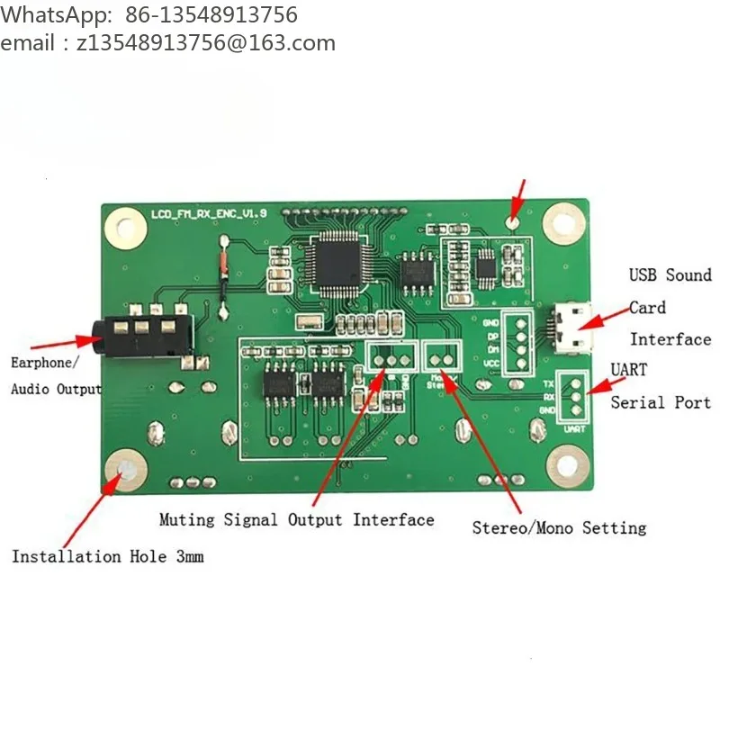 DSP PLL Digital Stereo FM Radio Receiver Module 87-108MHz With Serial Control Frequency Range 50Hz-18KHz