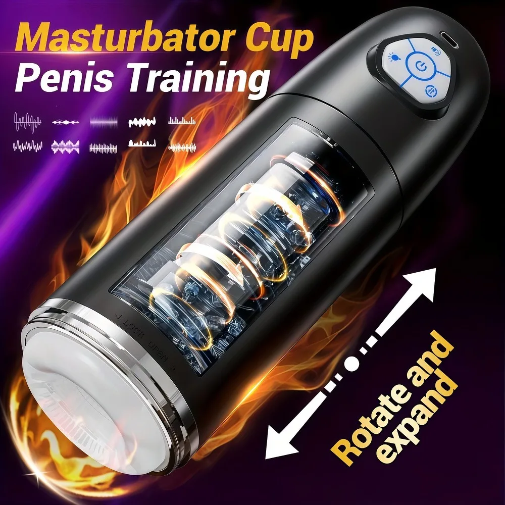 Automatic Telescopic Male Masturbation Cup Rotating Pocket Pussy Vibrators Realistic Vagina Penis Pump Sensation Sex Toys - view 2