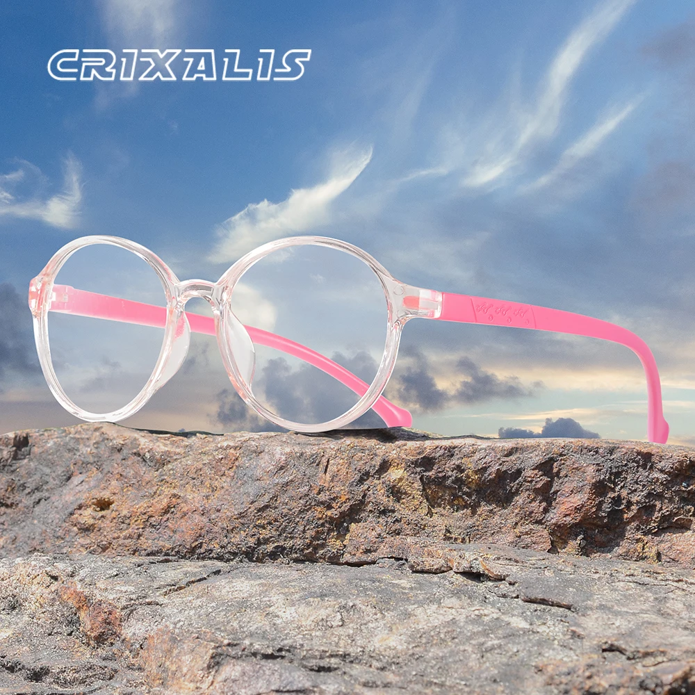 CRIXALIS Anti-blaues Licht Gläser Für Kinder Mode Klassische Nerd Auge Brillen Kinder Nette Lesen Trendy Optische Runde Brillen