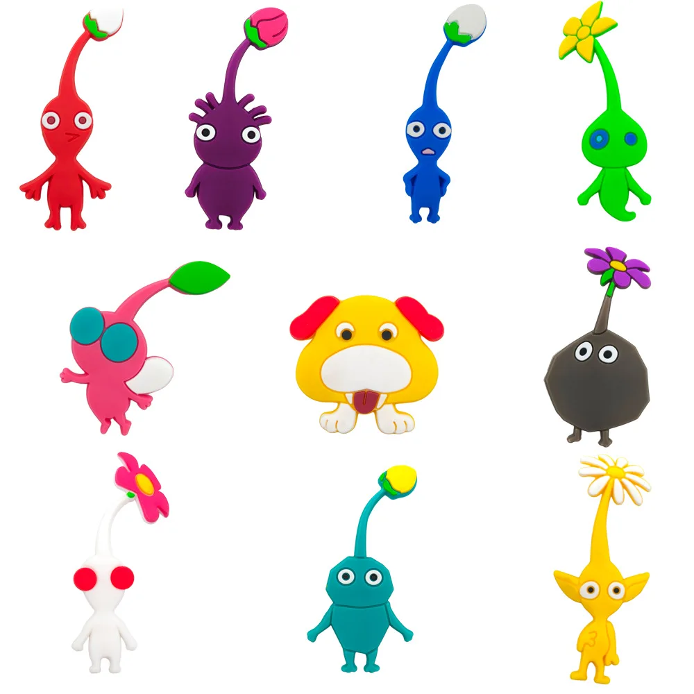 1-10Pcs Pikmin Series Shoe Charms For Slides Sandals, PVC Shoe Decoration Accessories For Christmas Birthday Gift Party Favor