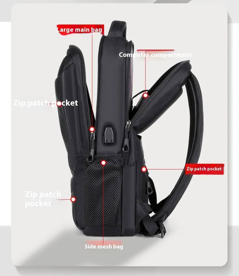 Men's Multi-functional Computer Backpack Simple Waterproof Large Capacity Women's Travel Backpack Bag Suitcase USB Charging 2024