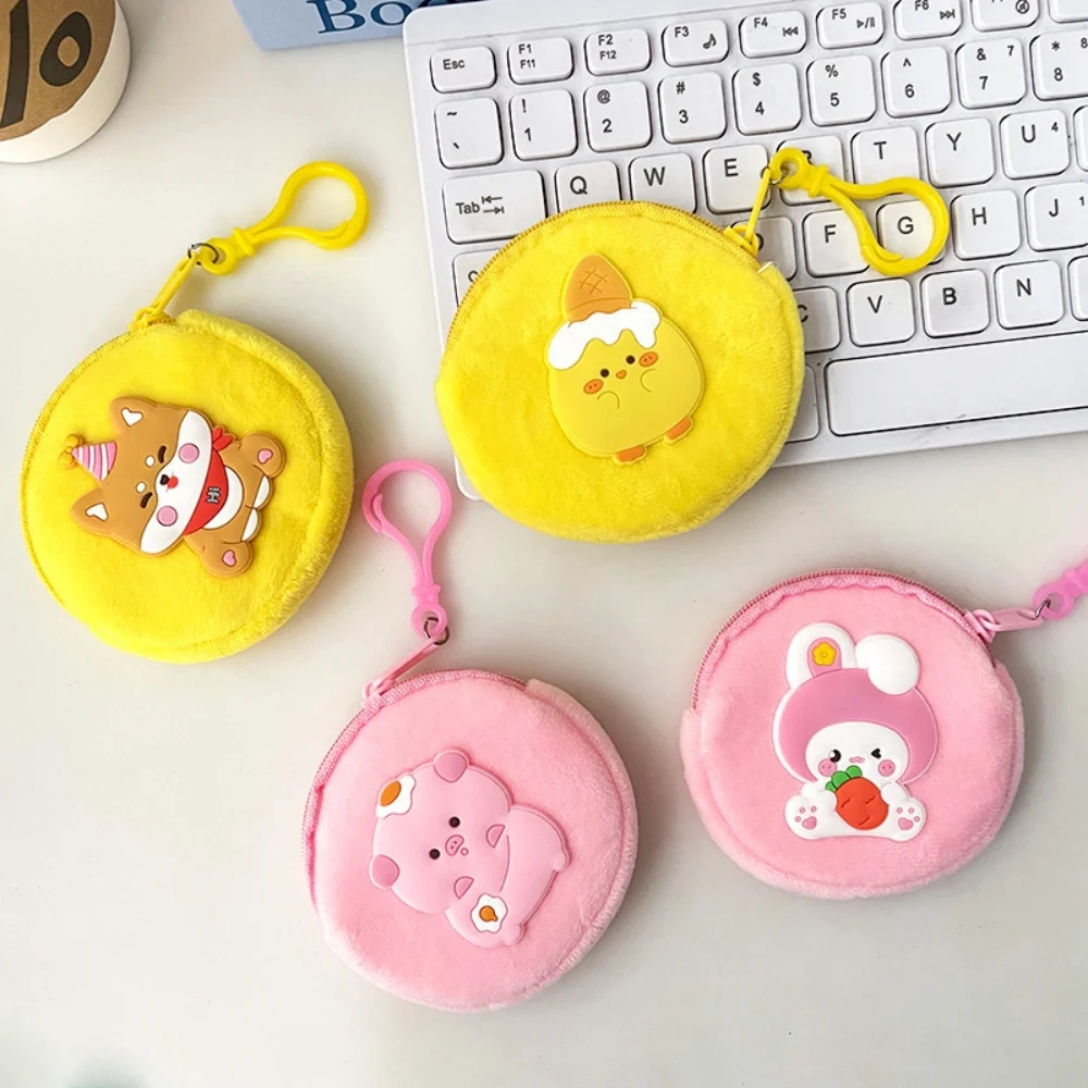 Portable Key Pouch Earphone Storage Bag Kawaii Cartoon Cute Plush Coin Purse Mini Zipper Coin Bag Girls Money Bags