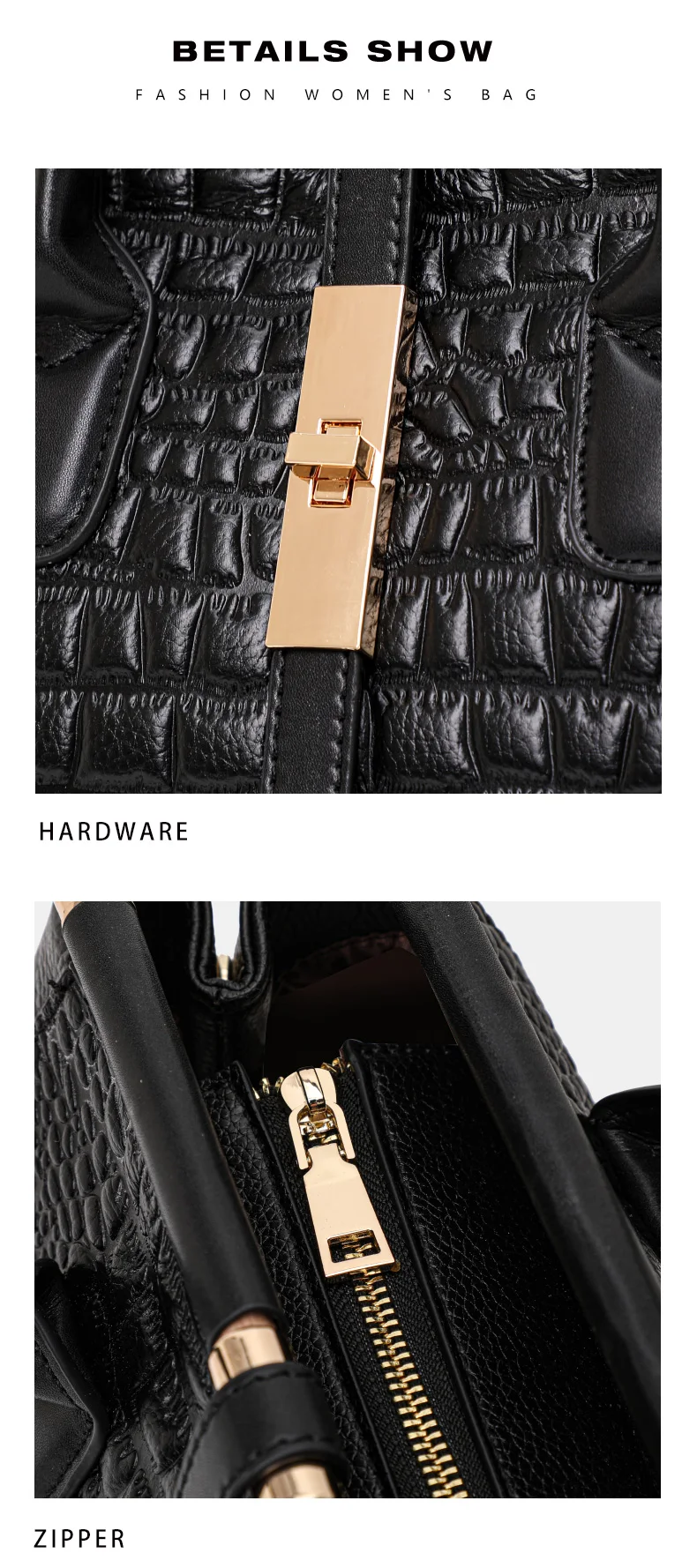 Aidrani Damenhandtasche aus echtem Leder, modisches Krokodilmuster-Design, hochwertige Luxus-Rindsledertasche mit großem Fassungsvermögen – Detail 11