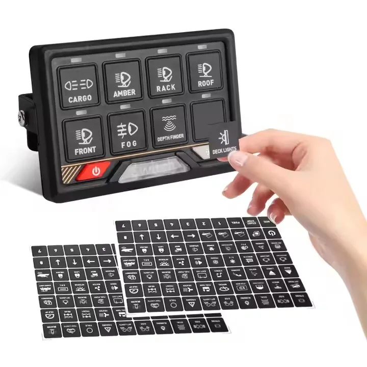 

Universal Smart Touch 4X4 8 Gang Switch Panel App With RGB LED Switch ForJeep Marine Boat Truck SUV ATV