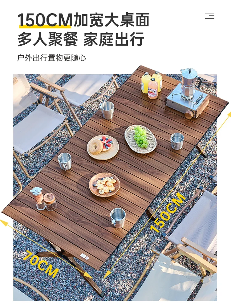 

Folding Table Outdoor Equipment Picnic Table And Chair Set Portable Camping Aluminum Alloy Egg Roll Table Camping