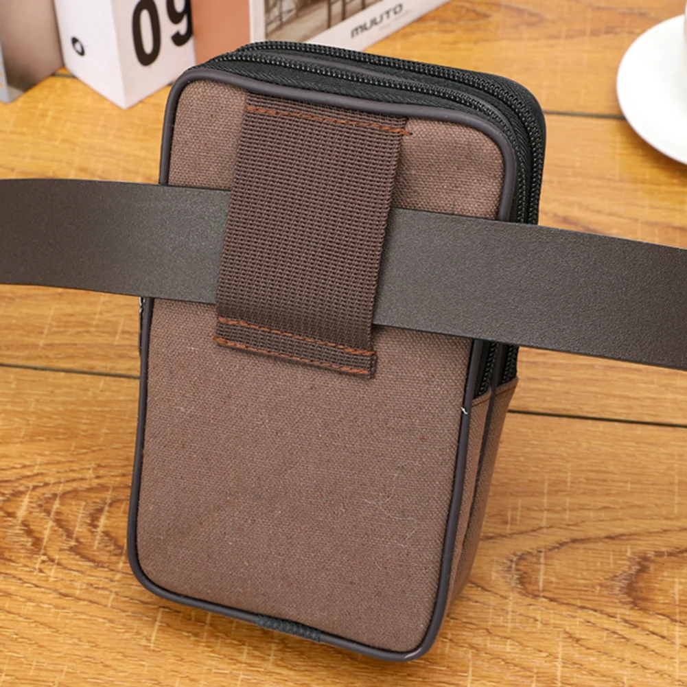 حقيبة خصر رياضية خارجية للرجال مع جيوب متعددة من القماش لتغيير الحقيبة وحقيبة جيب للعملات المعدنية وسحاب للعملات المعدنية لأفضل هدية