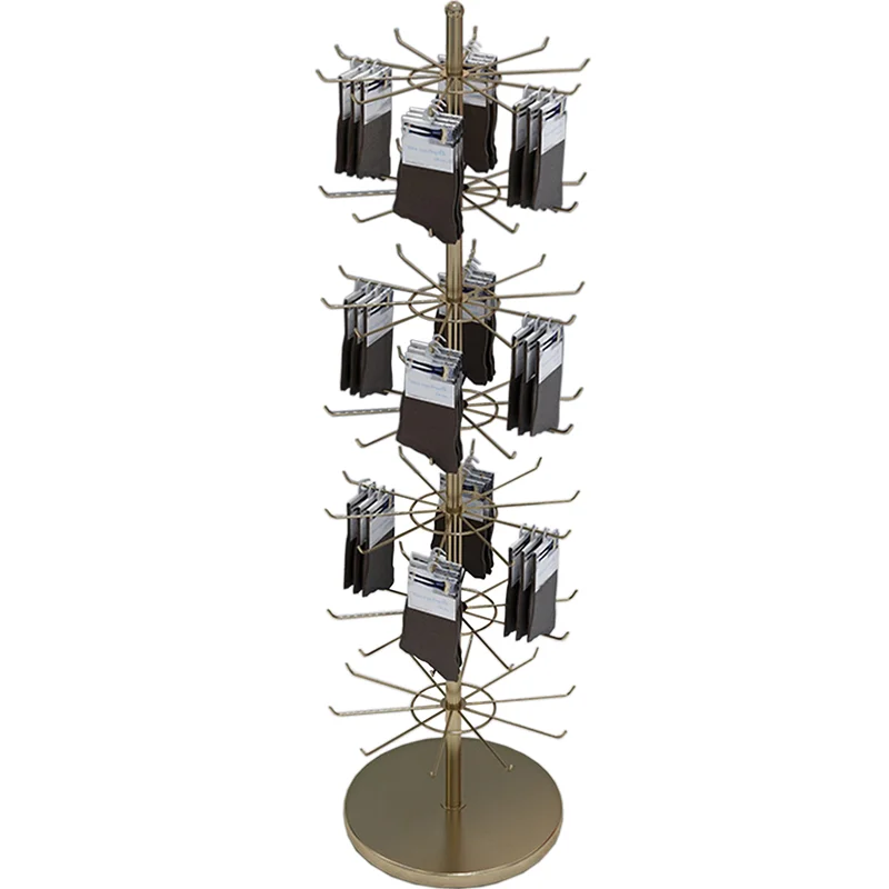 40*160/180cm Full Metal Rotating Key Ring Display Stand with Hook, Retail Store Accessories Socks Swivel Display