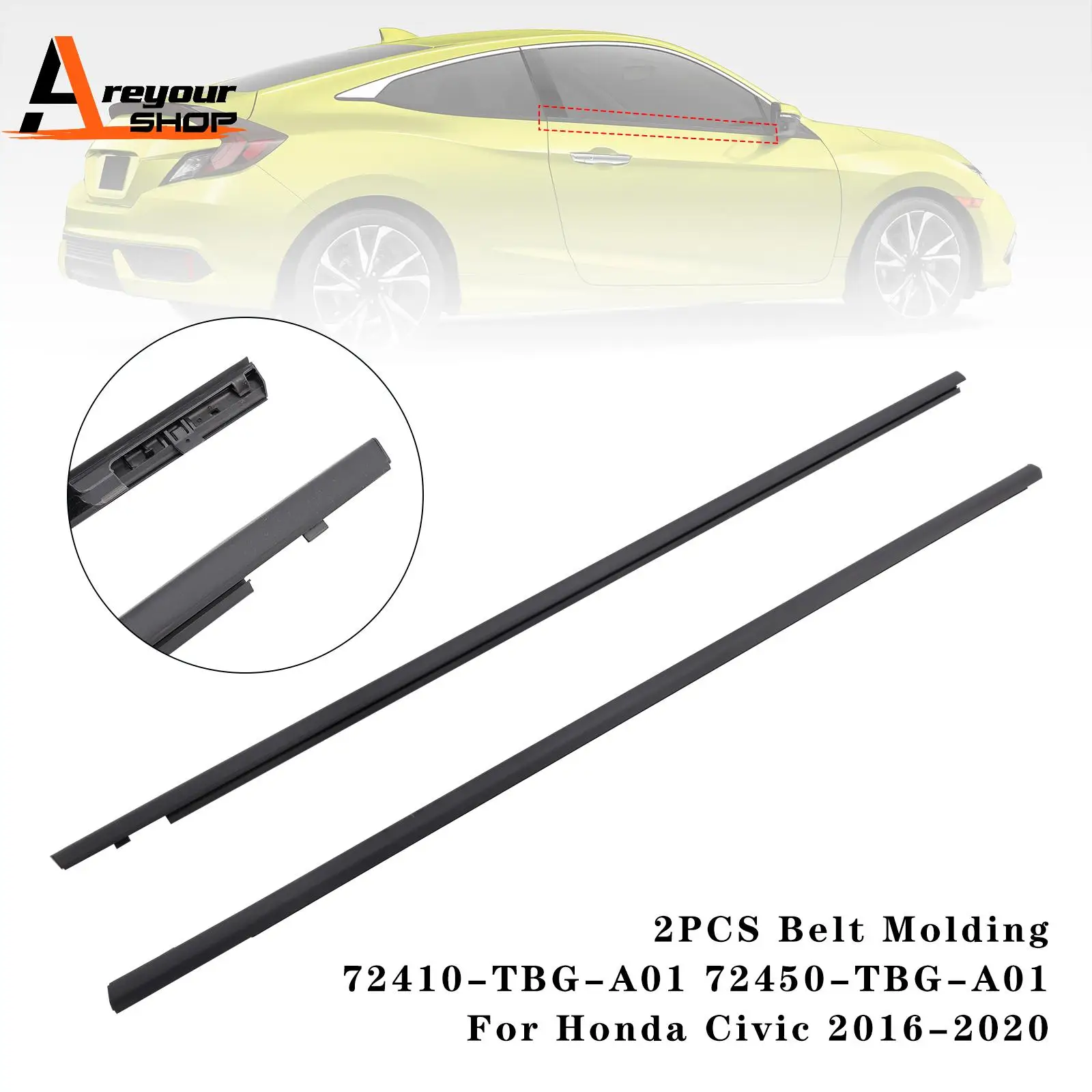 

2 шт. молдинг ремня 72410-TBG-A01 72450-TBG-A01 для Honda Civic 2016 2017 2018 2019 2020