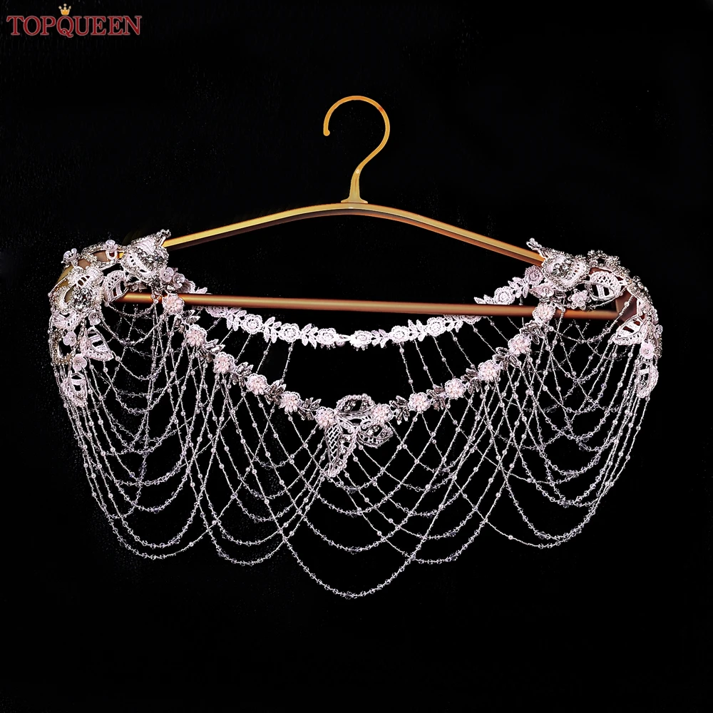 TOPQUEEN SG10 Crystal Bling Beaded Bridal  Beading Lace Wedding Shawl Jacket Bolero Wrap Bride Coat Cape Boleros Party Shrug