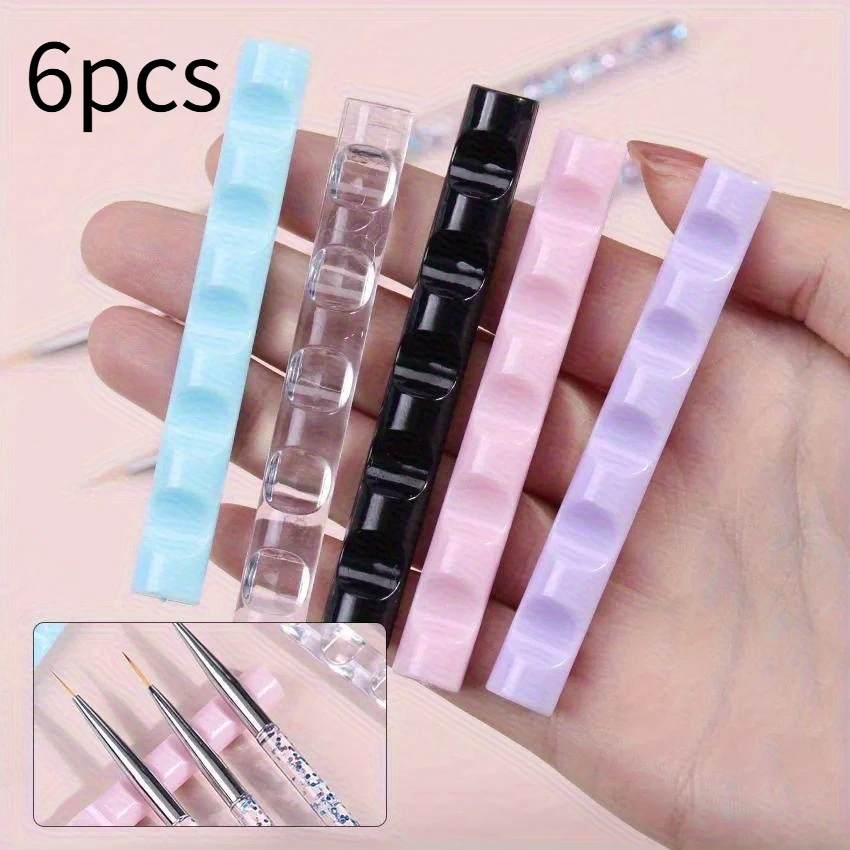 [5-slot Acrylic Pen Rest Holder] 6pcs 5-slot Acrylic Pen Rest, Nail Brush Rack