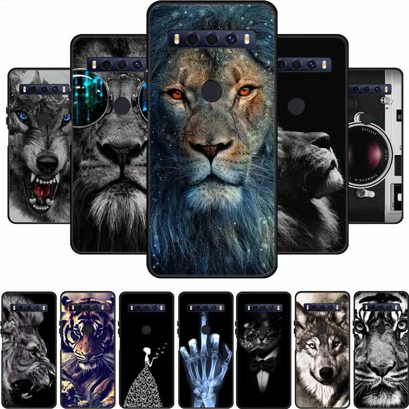 Para TCL 10 SE Funda León Lobo negro TPU silicona suave Funda Para TCL 10 SE Funda de teléfono Para TCL 10se Fundas contraportada 6,52"