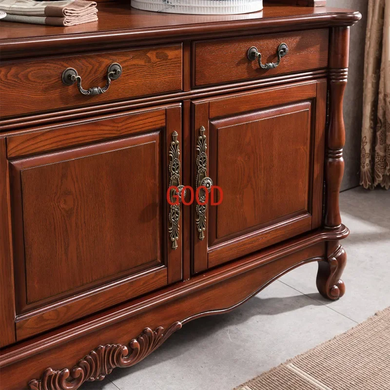 Sideboard Cabinet Walnut Color Cupboard Solid Wood Multi-Layer Wine Cabinet Locker