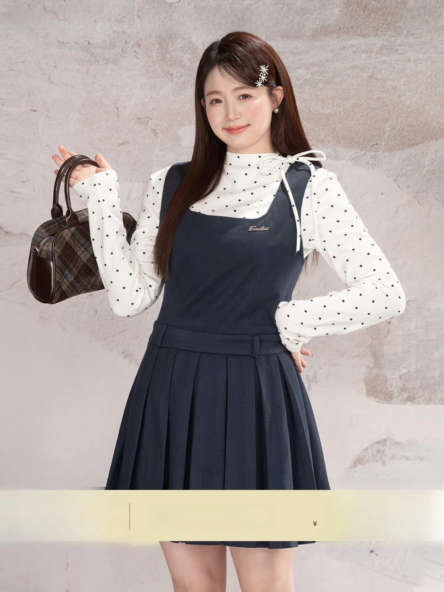 

Sweet Polka Dot plus Size Women's Clothing Set Autumn Winter Svel Dr And T-irt Two Piece Set Heynew Loveheynew