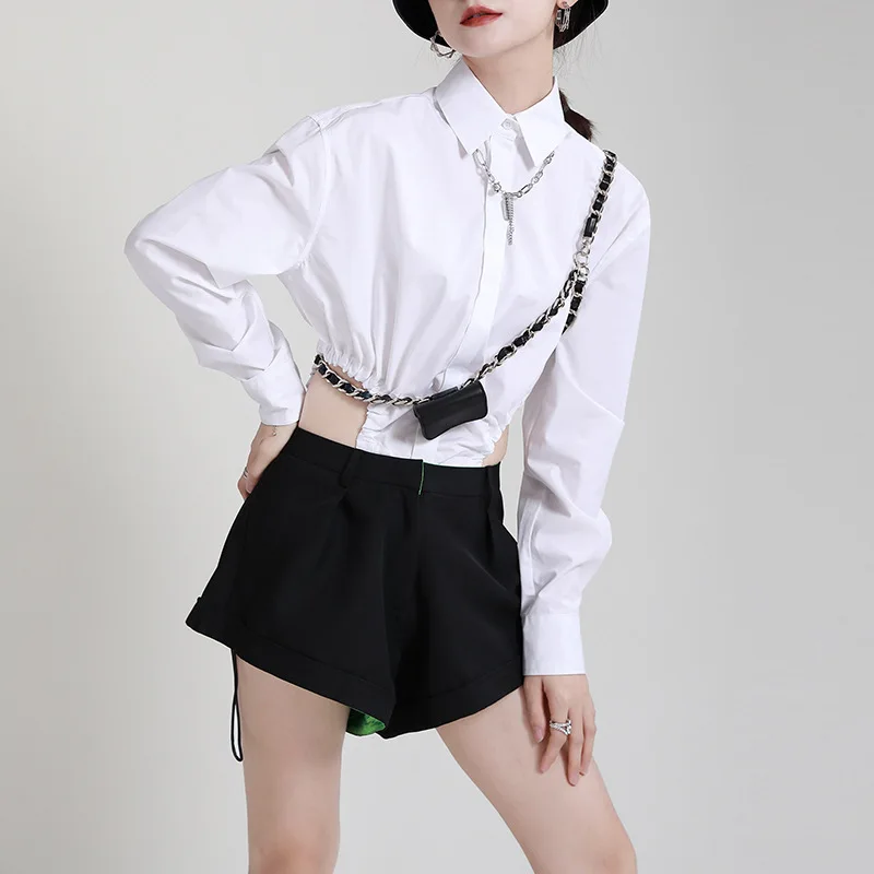 2024 Early autumn new simple fashion high vent one-piece shirt lapel loose and thin long sleeve shirt