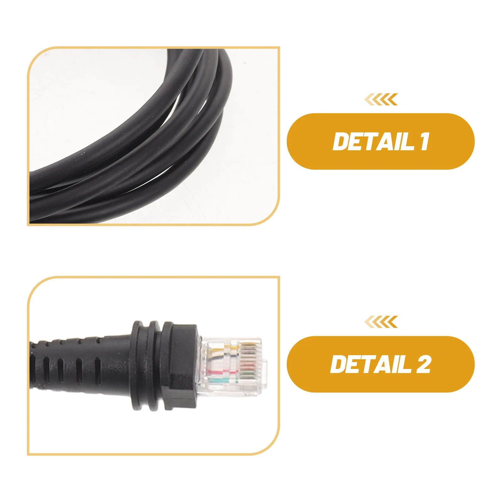 USB Barcode Scanner Cable 2M High Speed Compatible Pos Data Sync Cord USB A to Rj45 10 Pin Replacement Scanner Cable
