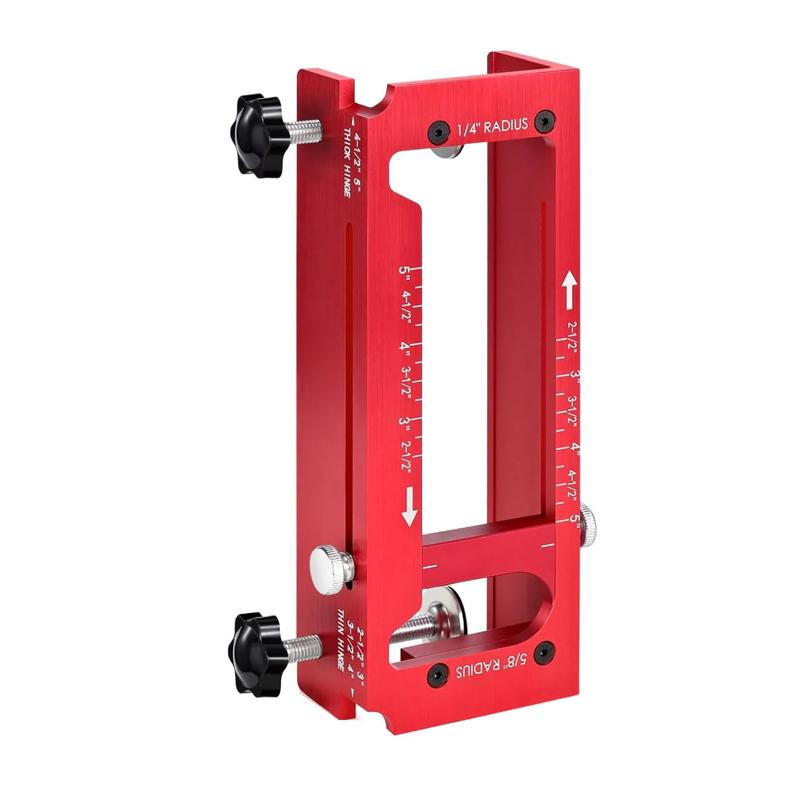 Door Hinge Jig Aluminum Alloy Mortising Router Template Kit Adjustable for 2.5-5in Hinges 1/4-5/8in Square Corner