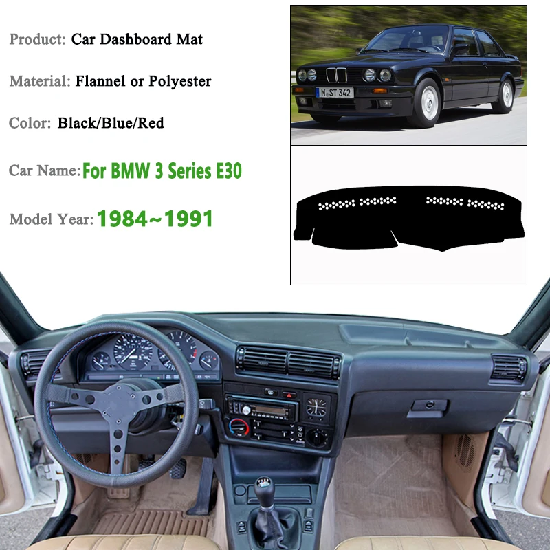 ل BMW 3 سلسلة E30 اكسسوارات 1984 ~ 1990 1991 غطاء لوحة سيارة داش حصيرة داشمات داش مجلس وسادة الشمس الظل السجاد التبعي #2