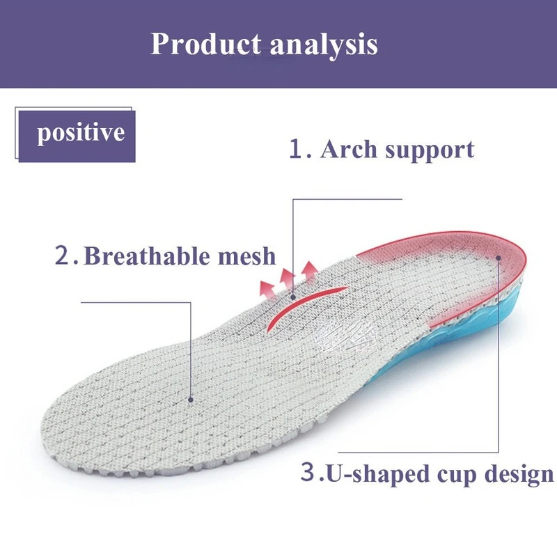 Silicone Sapatos Ortopédicos Sole Palmilhas, EVA Primavera Arch Inserções de Apoio, pés chatos, fascite plantar, Foot Care