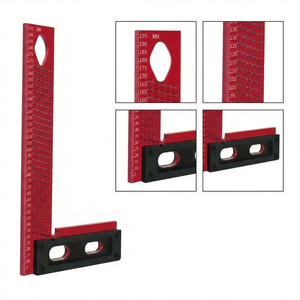 Precision Woodworking Ruler With L-Shaped Marking Holes For Accurate Line For Efficient Alignment On Wood Metal And DIY Projects