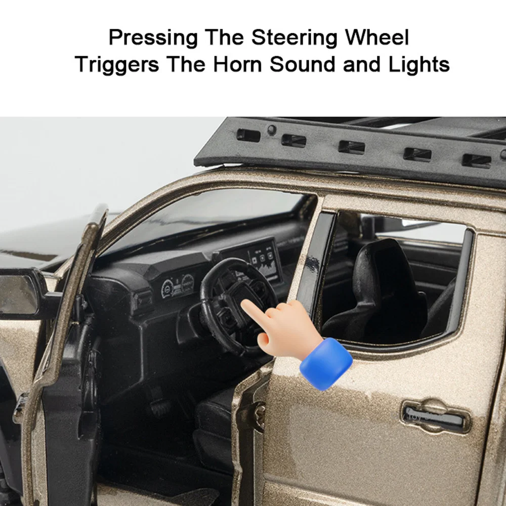 Takoma Prado – modèle Miniature de jouet en alliage moulé sous pression, roue avant de voiture, son de direction, lumière, porte arrière ouverte, Collection de véhicules, 1:24