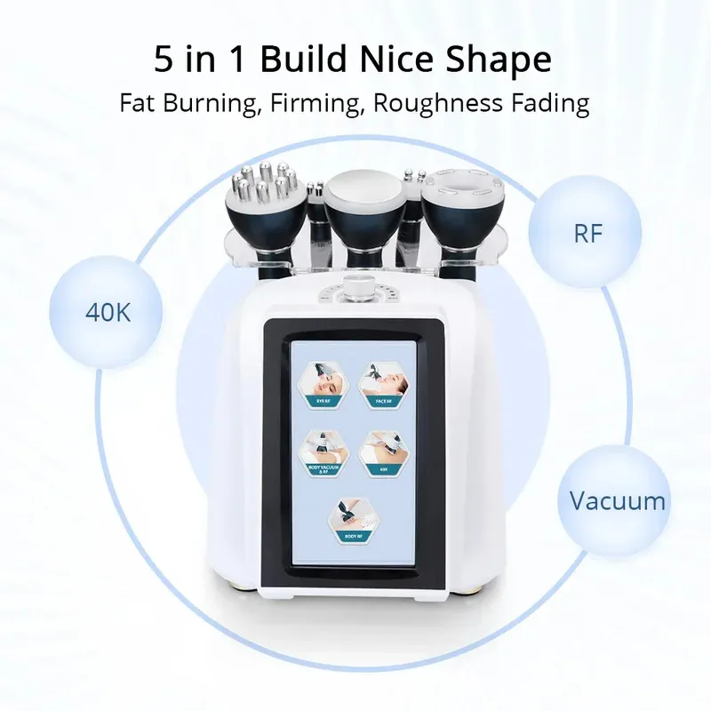 

40K 5 In 1 Ultrasonic Cavitation Vacuum Body Slimming Machine Radio Frequency Weight Loss for Home Use Body Shaper
