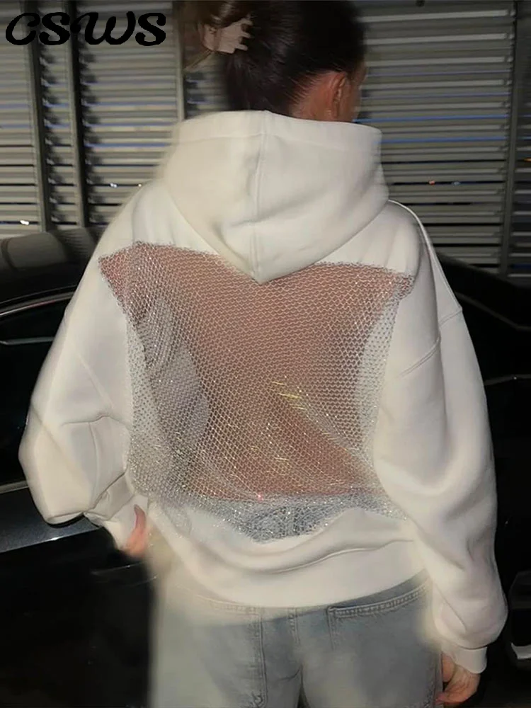 سترة نسائية مثيرة شفافة بدون ظهر بأكمام طويلة سترات فضفاضة متينة للسيدات لخريف وشتاء 2025 ملابس خارجية أنيقة للشارع للسيدات