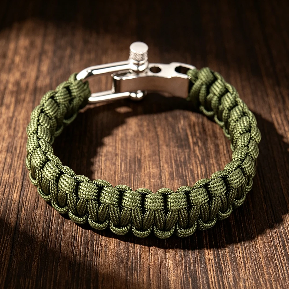 Survival Paracord Bracelet Unisex Adjustable Braided Handmade Tactical Outdoor Camping Lucky Talisman Jewelry Gifts Dropshipping